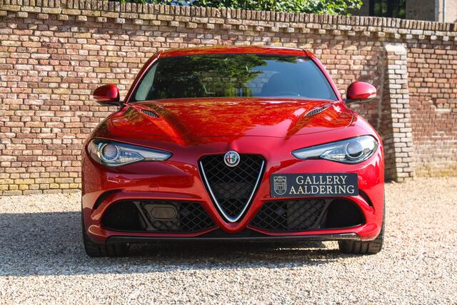 Alfa Romeo GIULIA 2.9 V6 Quadrifoglio Performance Edition "Manual and Carbon Seats by Sparco" Less than 25.000 km - 2 private owners and delivered new in the Netherlands,Rosso Competizione and dark 5-hole alloy wheels,Performance Edition: Manual gear - Carbon brakes - Harman Kardon, The last owner is a former Squadra Bianca driver with skills and experience, "A new M3 is for people who like cars - Safe choice so to speak - But a Quadrifoglio if you really get it",