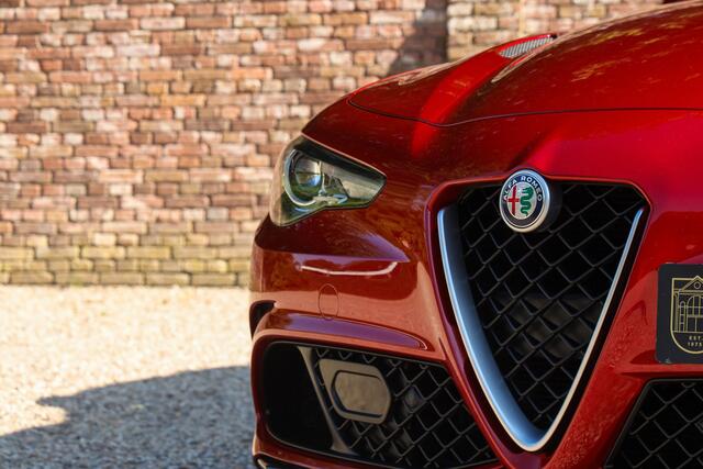 Alfa Romeo GIULIA 2.9 V6 Quadrifoglio Performance Edition "Manual and Carbon Seats by Sparco" Less than 25.000 km - 2 private owners and delivered new in the Netherlands,Rosso Competizione and dark 5-hole alloy wheels,Performance Edition: Manual gear - Carbon brakes - Harman Kardon, The last owner is a former Squadra Bianca driver with skills and experience, "A new M3 is for people who like cars - Safe choice so to speak - But a Quadrifoglio if you really get it",