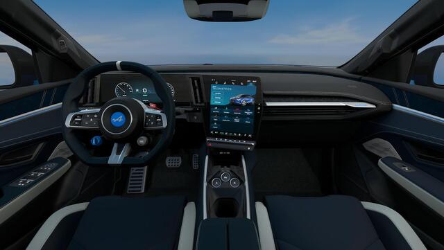 Alpine A390 GT | Bleu Alpine Vision | Sabelt® Alpine sportstoelen in tweekleurig Nappa-leder, elektrisch, verwarmd en met massagefunctie | Pack Driving: Active Driver Assist, Emergency Brake Assist & Handsfree Parking | 21'' gesmede wielen SNOWFLAKE diamantées Noir b