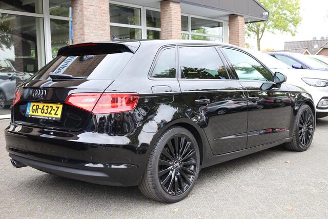 Audi A3 SPORTBACK 1.4 TFSI S-LINE Ambition Pro Line plus LEER ZWARTE-HEMEL SPORTSTUUR/STOELEN TREKHAAK-AFN STOELVERW. CRUISE CLIMA NAVI NAP 18''LMV