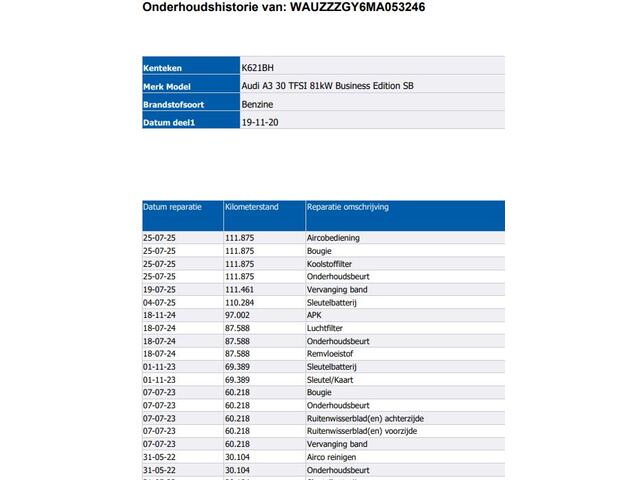 Audi A3 SPORTBACK 30 TFSI Business edition 5Drs./ Virtual cockpit / Airco-ecc./ Navigatie / Pdc./ Xenon / Radio multimedia / Apk 11-2026