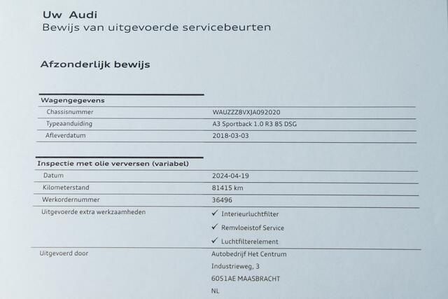 Audi A3 SPORTBACK 1.0 116 PK TFSI Sport S Line Edition | Ned Auto | Automaat | Clima | |S line exterieur | Sport stoelen | PDC | Led Koplampen | Navigatie |