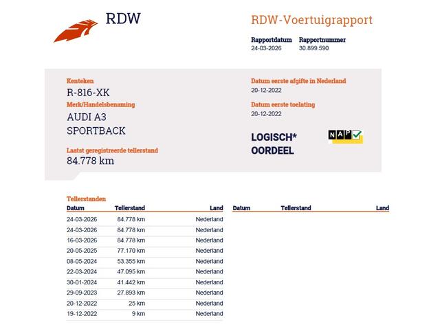 Audi A3 SPORTBACK 30TFSI m.Hybrid Automaat Apple Carplay Android Auto Adap.Cruise Navi Ecc Sportstoelen Pdc Cruise Control Advanced Edition Privacy Glas Lmv Led DAB Wifi Regensensor Rijstrooksensor Virtual Cockpit 1e Eigenaar Origineel Nederlandse Auto