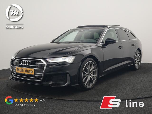 Audi A6 Avant 50 TFSI e Quattro 2x S Line PHEV 300pk Dealer O.H. | Trekhaak Af Fabriek | Panodak | Head Up | Adaptive Cruise | Matrix LED | Bang & Olufsen | Lederen Comfortzetels Memory & Ventilatie | Camera | Keyless | Blis | 20"L.M | Plug In Hybrid |