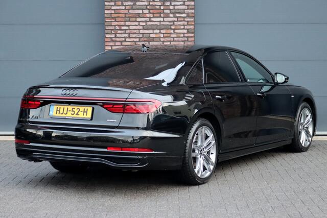 Audi A8 60 TFSI e Quattro S-Line | Luchtvering | ACC | Bang&Olufsen | Massage | Stoelventilatie | HUD | Zonnerollo's | Soft-Close | Hulppakket Tour + Plus | Voorklimatisering | Matrix-LED | Contourstoelen voor |