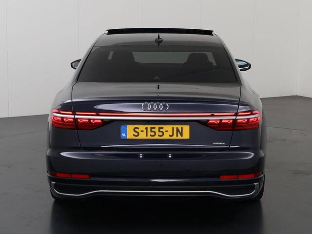 Audi A8 60 TFSI e quattro | Panoramadak | MATRIX-LED | Ele.verstelbare comfortstoelen + Geheugen | HUD | 360 Camera | Adaptieve Cruise Control | Ele. kofferdeksel | Vierwielbesturing | Stoelventilatie + massage | B&o Audio | Softclose | Luchtvering |