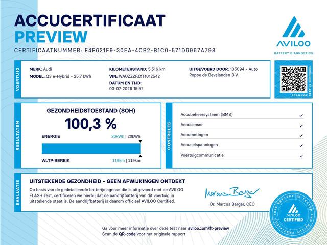 Audi Q3 Sportback 1.5 200kW e-hybrid S edition 272pk S Tronic | SOH 100% |