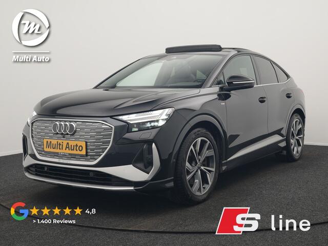 Audi Q4 Sportback e-tron 50 quattro S Line 77 kWh 300pk Dealer O.H. | Trekhaak Af Fabriek | Panodak | Adaptive Cruise | Head Up | Camera | Matrix LED | Lederen Sportstoelen Verwarmd | Sfeerverlichting | Apple Carplay | Keyless | Blis | 20"L.M | Navigatie |