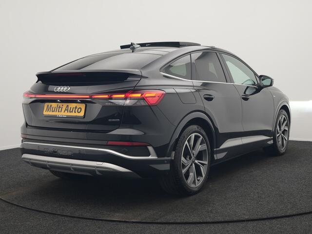 Audi Q4 Sportback e-tron 50 quattro S Line 77 kWh 300pk Dealer O.H. | Trekhaak Af Fabriek | Panodak | Adaptive Cruise | Head Up | Camera | Matrix LED | Lederen Sportstoelen Verwarmd | Sfeerverlichting | Apple Carplay | Keyless | Blis | 20"L.M | Navigatie |