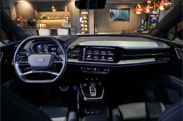 Audi Q4 Sportback e-tron 40 S-Line Black edition 77 kWh Sportstoelen S-Leder, Pano, ACC, Head-up, Matrix, Camera, Virtual cockpit, Spiegel/ Sport Design/ Beveiligings/ Dynamica/ Comfort/ Hulp Advance/ Ambiente+/ Pakket, Lmv.