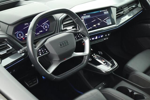 Audi Q4 Sportback e-tron 40 204pk S edition 77 kWh SOH 91% Leder Memory Sonos Head-Up Stoelverwarming Warmtepomp Camera Navigatie 2x S-Line