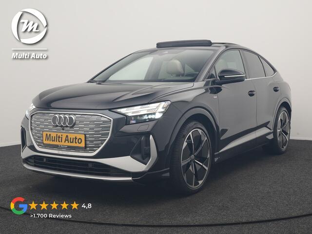 Audi Q4 Sportback e-tron 35 S Line 55 kWh 170pk Dealer O.H. | Panodak | Adaptive Cruise | Camera | Matrix LED | Lederen Comfortstoelen Verwarmd | Virtual Cockpit | Lane Assist | DAB | 21"L.M |
