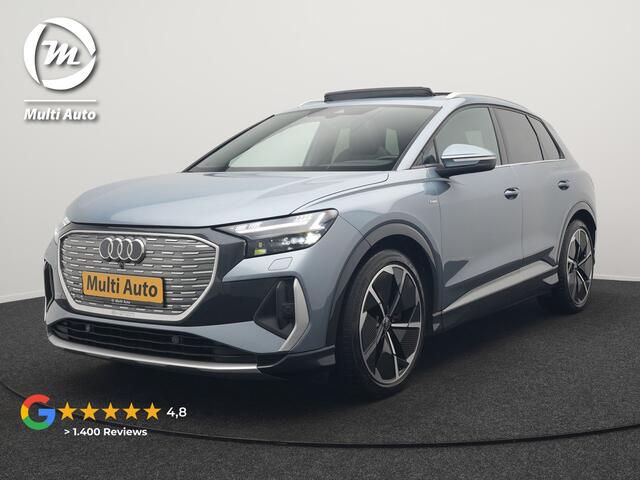 Audi Q4 e-tron 50 quattro S edition 77 kWh 299pk | Trekhaak Af Fabriek | Panodak | Adaptive Cruise | Head Up | Sonos Audio | Camera | Lederen Sportstoelen Memory & Verwarmd | Virtual | Navigatie | Keyless | 21"L.M |