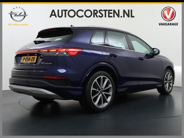 Audi Q4 e-tron 40 204pk AUT. 82kWh Advanced Launch Ed. SOH 97% Warmtepomp Matrix-Led Adaptive-Cruis Audi-Sound System Apple Carplay Android Auto Navi 3-Zone Ecc Camera Pdc 3 fase laden Stoelverwarming Lmv 20" DAB Bluetooth Elek.Achterklep ¤ 63.000 nieuw Origineel Nederl