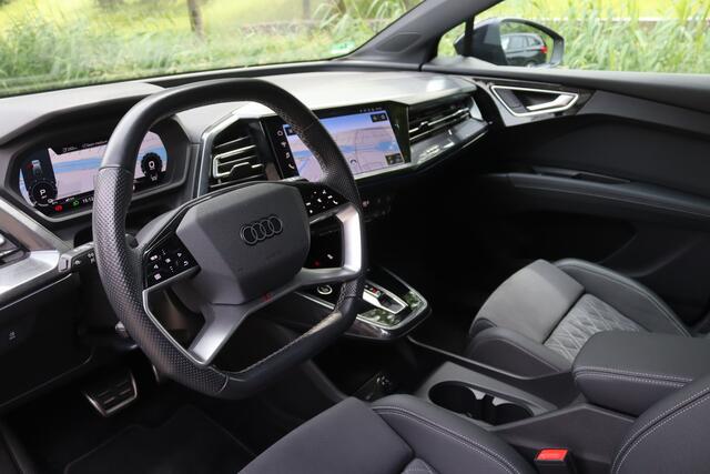Audi Q4 e-tron 50 quattro S Edition 77 kWh Optiek Zwart S-Line/Pano/Leder/Matrix LED/Elek. stoelen+mem/Head-up/Camera/Keyless/20"