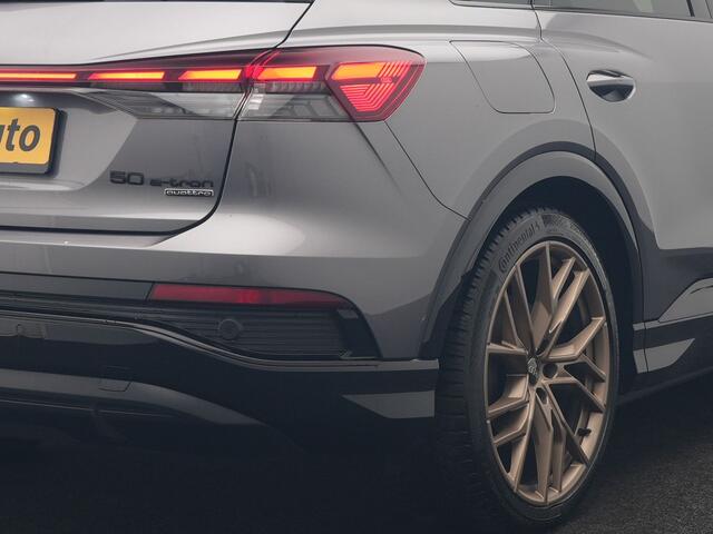 Audi Q4 e-tron 50 Quattro Edition One 2x S Line 77 kWh 300pk Dealer O.H. | Panodak | Head Up | Adaptive Cruise | Matrix LED | Camera | Lederen Sportstoelen Memory & Verwarmd | Keyless | Apple Carplay | Blis | DAB | 21"L.M |