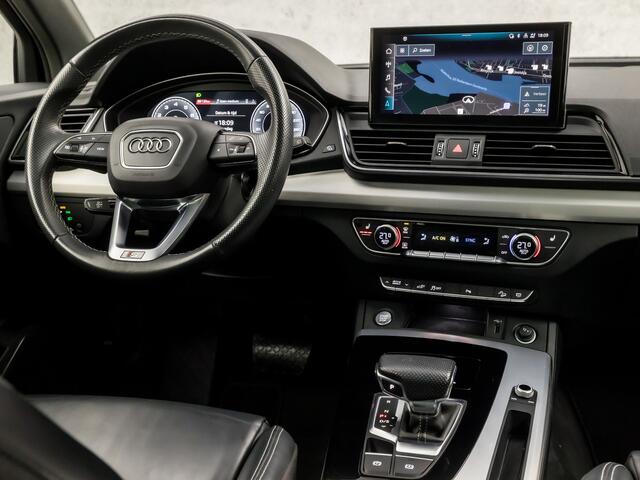 Audi Q5 50 TFSI e S edition 367Pk Automaat (FULL OPTION, PANORAMADAK, DIAMOND STITCHING, BEKERHOUDER GEKOELD/VERWARMD, CAMERA, APPLE CARPLAY, TREKHAAK, ADAPTIVE CRUISE, NIEUWSTAAT)