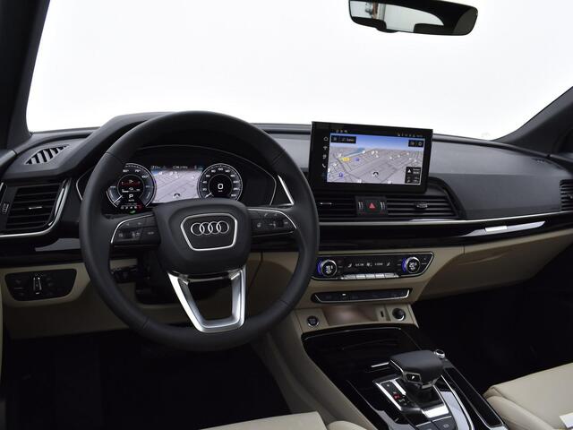 Audi Q5 Sportback Advanced edition 50 TFSI e 220 kW/299 PK · Luchtvering · Glazen panoramadak · Ass. pakket City + Tour · Lederen bekleding