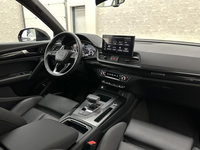 Audi Q5 50 TFSI e 300PK | Luchtvering | B&O Sound | Leder | Carbon | Sportstoelen | Carplay | 11-2022 | Zwarte Hemel | Standkachel | Stoelverwarming | 3-Zone Clima | Black-Optic | Zonwering | Virtual Cockpit | LED | Autom. Achterklep | Bovag Garantie |