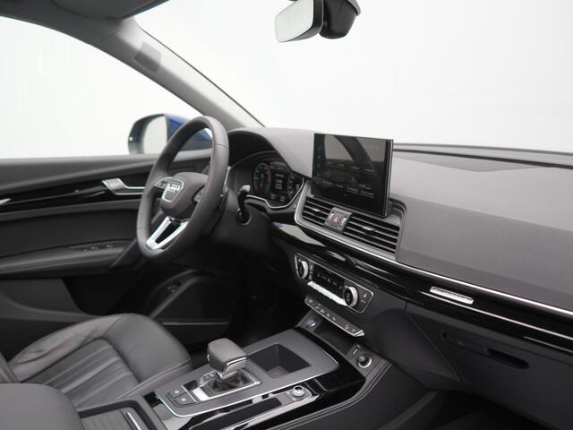 Audi Q5 50 TFSI e Advanced edition PHEV 300pk Dealer O.H. | Panodak | Head Up | Adaptive Cruise | 360 Camera | Bang & Olufsen | Matrix LED | Lederen Comfortstoelen Memory & Verwarmd | Keyless | Apple Carplay | Navigatie | DAB | Plug In Hybrid |