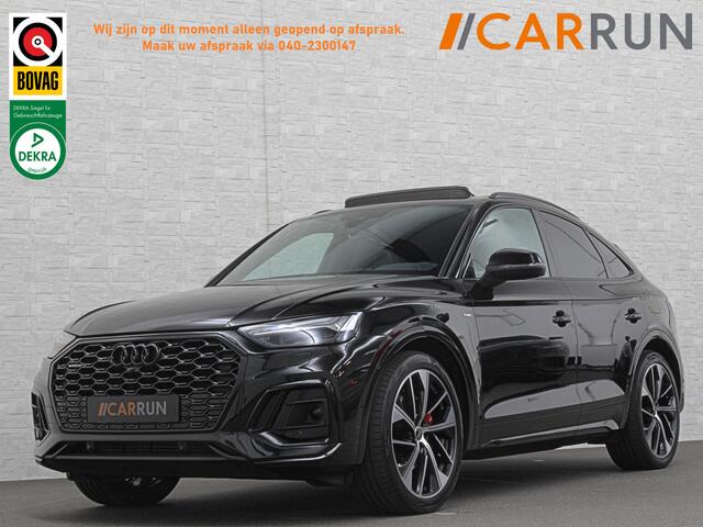 Audi Q5 Sportback 300pk TFSI e S-Line Competition | #RS-Leder | Luchtvering | 360 Camera | Panorama | B&O | ACC | SQ5 Diffuser | Sfeerverlichting | Trekhaak | Stoelverwarming V+A | LED-Matrix | Keyless-Entry | Memory | Zonwering | Standkachel | Stuurverwarming | 21 inch | Black-Optic | Carplay |
