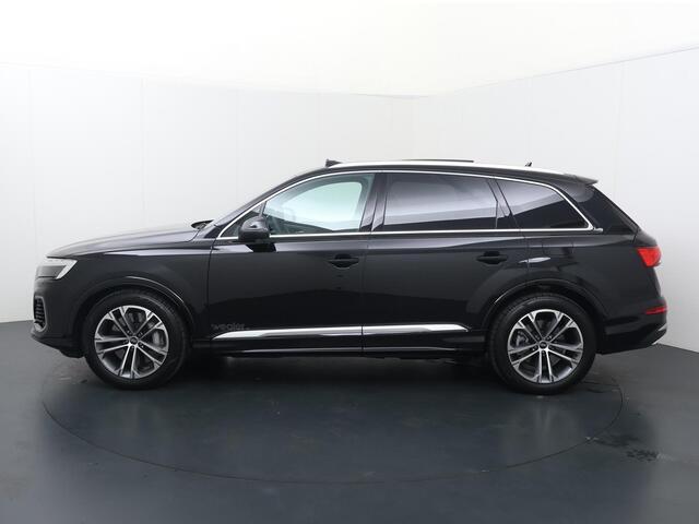 Audi Q7 Pro Line Advanced 55 TFSI e 394 PK | Bang & Olufsen 3D-sound | Stoelverkoeling | Trekhaak | Stuurwielverwarming | Panoramadak | Sfeerverlichting | Led-Verlichting | Luchtvering | Memory Seats | Leder |