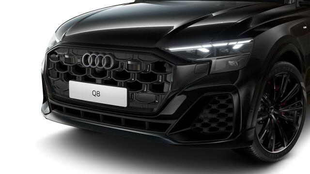 Audi Q8 55 TFSI e quattro Pro Line S 394pk | Rood stiksel / Gordels | Panoramadak | B&O | Vierwielbesturing | Ass.Plus.Remote | Sportstoel Plus | 23'' inch Zwart | Trekhaak |