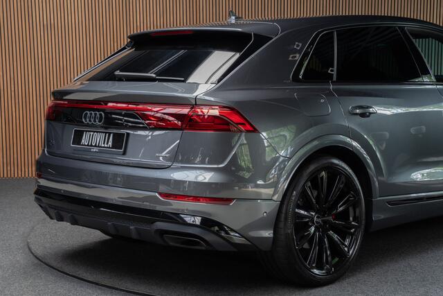 Audi Q8 60 TFSI e quattro Pro Line S Competition HUD Panodak 360° B&O ACC Leer LM velgen Memory seats Climate voor en achter PDC Elektr. uitklapbare trekhaak Stoelverwarming voor & achter Niveauregeling Massage Stoelventilatie NIEUW! Fabrieksgarantie!