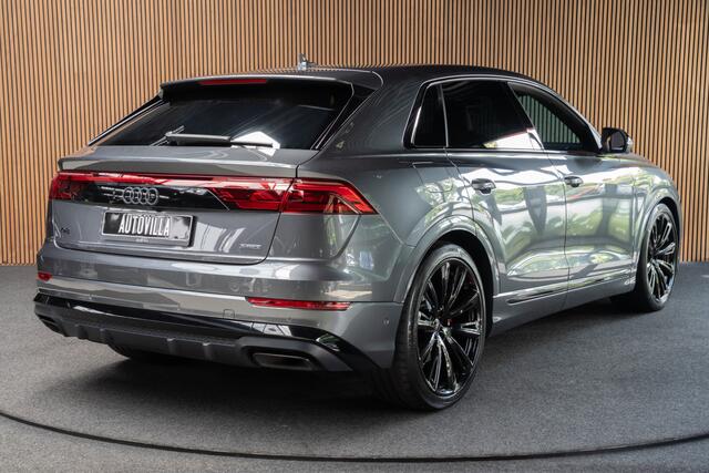 Audi Q8 60 TFSI e quattro Pro Line S Competition HUD Panodak 360° B&O ACC Leer LM velgen Memory seats Climate voor en achter PDC Elektr. uitklapbare trekhaak Stoelverwarming voor & achter Niveauregeling Massage Stoelventilatie NIEUW! Fabrieksgarantie!