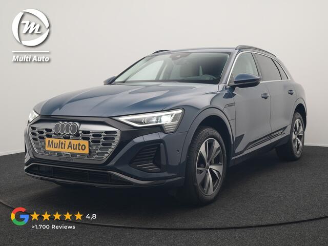 Audi Q8 e-tron 55 quattro S Line 114 kWh 408pk Dealer O.H | Trekhaak Afn. | Adaptive Cruise | Camera | Head Up | Matrix LED | Lederen Sportstoelen Memory & Ventilatie | Apple Carplay | Virtual | Stoelverwarming | Navigatie | DAB | 20"L.M |