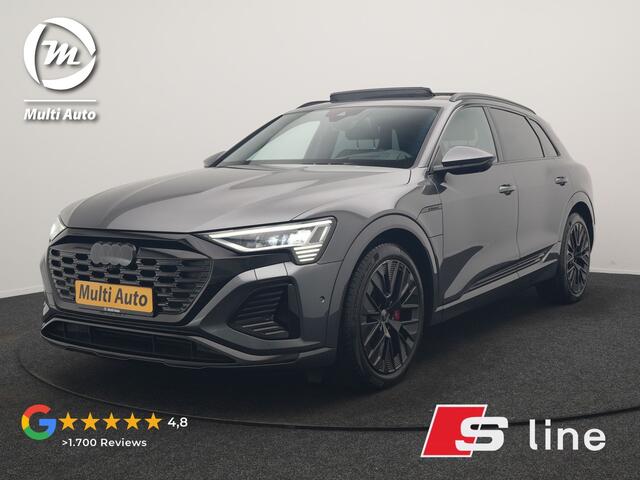 Audi Q8 e-tron 55 Quattro S Line 114 kWh 408pk Dealer O.H. | Trekhaak Afn. | Panodak | Luchtvering | Head Up | Adaptive Cruise | Bang & Olufsen | 360 Camera | Matrix LED | Alcantara Sportstoelen Verwarmd | Sfeerverlichting | Keyless | Blis | 21"L.M |