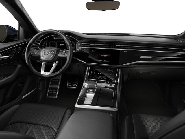 Audi Q8 55 TFSI e quattro Pro Line S 394 PK · 22" LM Velgen · Glazen panorama dak · B&O Premium 3D · Assist. plus, remote park · Stoelventilatie + Massage · Trekhaak · Servosluiting