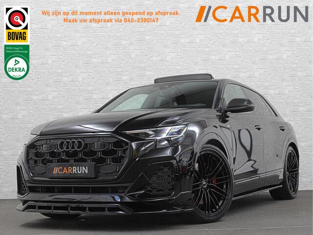 Audi Q8 60e 490pk #RS-Stoelen | 4WS | OLED | Laser-LED | Carbon | Massage | Ventilatie | Valcona Leder+ Pakket | B&O Sound | 23'' | Alcantara hemel | Head-Up | Soft-Close | Panodak | 2x Memory | Trekhaak | Keyless-Entry | Luchtvering | Achterasbesturing | Nw.Pr. 160.000,= | Fabrieksgarantie | Direct rijden.