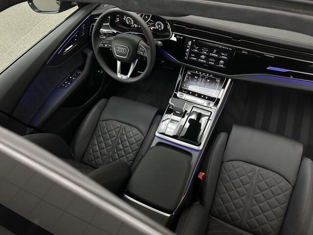 Audi Q8 60e 490pk #RS-Stoelen | 4WS | OLED | Laser-LED | Carbon | Massage | Ventilatie | Valcona Leder+ Pakket | B&O Sound | 23'' | Alcantara hemel | Head-Up | Soft-Close | Panodak | 2x Memory | Trekhaak | Keyless-Entry | Luchtvering | Achterasbesturing | Nw.Pr. 160.000,= | Fabrieksgarantie | Direct rijden.