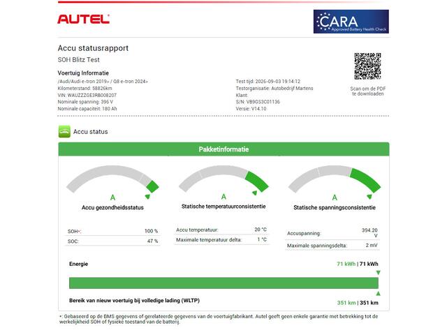 Audi Q8 e-tron 50 340pk quattro S Edition 95 kWh SOH 100% B&O HUD Keyless Stoelverwarming Camera Panoramadak Navigatie 2x S-Line