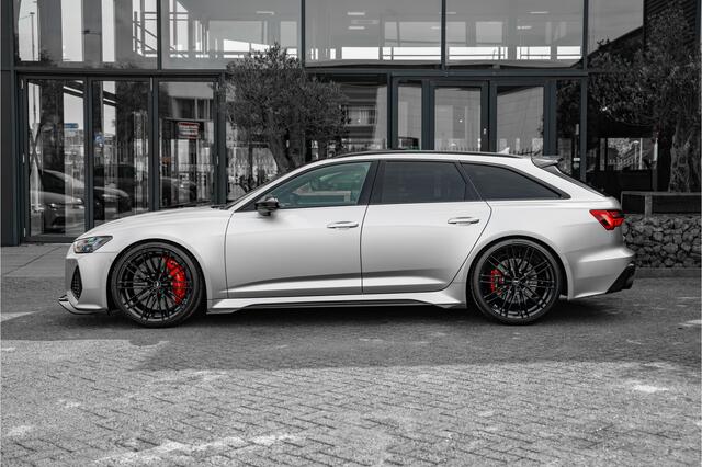 Audi RS6 ABT RS6-S Avant 4.0 TFSI quattro 700pk | Audi Exclusive Floret Silver matte | Carbon optiek | Dynamic plus | Keramische remmen | Design pakket rood | Alcantara hemel | Panorama dak | Assistentiepakket plus | B&O Premium audio | Carbon spiegels | Carnon in