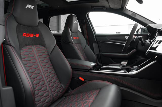 Audi RS6 ABT RS6-S Avant 4.0 TFSI quattro 700pk | Audi Exclusive Floret Silver matte | Carbon optiek | Dynamic plus | Keramische remmen | Design pakket rood | Alcantara hemel | Panorama dak | Assistentiepakket plus | B&O Premium audio | Carbon spiegels | Carnon in