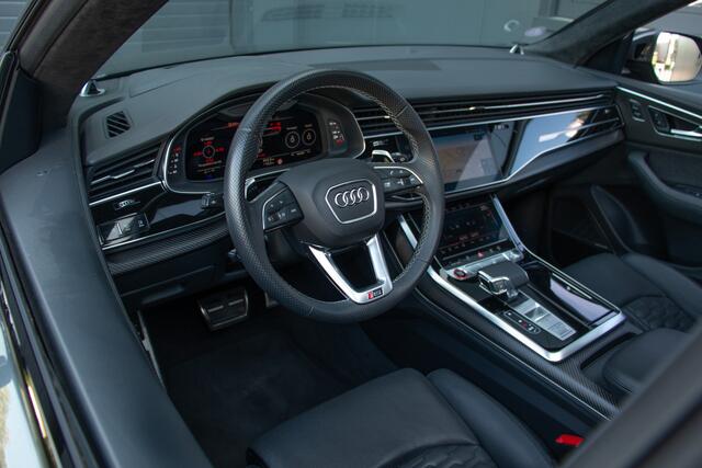 Audi RSQ8 4.0 TFSI 600PK | ACC | Keramische | BTW | B&O+ | 360 Cam | Carbon | Lane & Side Assist | Pano | 23" | Black Pack | Massage + Ventilatie | RS Dynamic + | Ventilatie | Apple & Android Carplay | Achterasbesturing | Softclose | Alcantara Hemel | Alarm | Leder