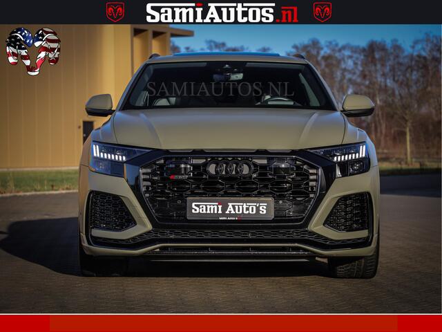 Audi RSQ8 RSQ8 600PK 4.0 TFSI | MATT OLIVE GREEN | QUATTRO | MEGA VOLLE RSQ8 | BANG & OLUFSEN | HUD | 4 WIELBESTURING | 23 INCH AUDI SPORT WHEELS | RS BEKLEDING ZWART | PANO | SOFTCLOSE | De Lamborghini Urus en Audi RS Q8 zijn beide supersnelle SUV's met dezelfde b