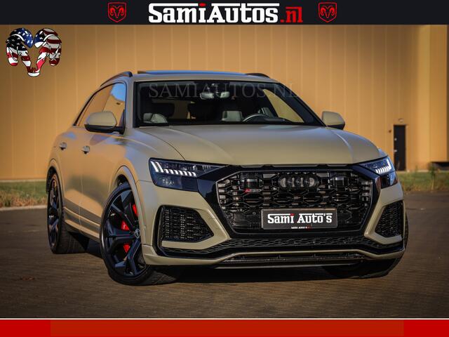 Audi RSQ8 RSQ8 600PK 4.0 TFSI | MATT OLIVE GREEN | QUATTRO | MEGA VOLLE RSQ8 | BANG & OLUFSEN | HUD | 4 WIELBESTURING | 23 INCH AUDI SPORT WHEELS | RS BEKLEDING ZWART | PANO | SOFTCLOSE | De Lamborghini Urus en Audi RS Q8 zijn beide supersnelle SUV's met dezelfde b