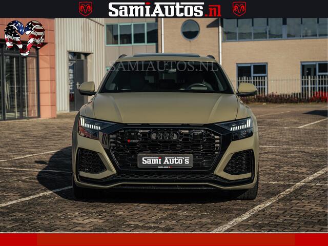 Audi RSQ8 RSQ8 600PK 4.0 TFSI | MATT OLIVE GREEN | QUATTRO | MEGA VOLLE RSQ8 | BANG & OLUFSEN | HUD | 4 WIELBESTURING | 23 INCH AUDI SPORT WHEELS | RS BEKLEDING ZWART | PANO | SOFTCLOSE | De Lamborghini Urus en Audi RS Q8 zijn beide supersnelle SUV's met dezelfde b