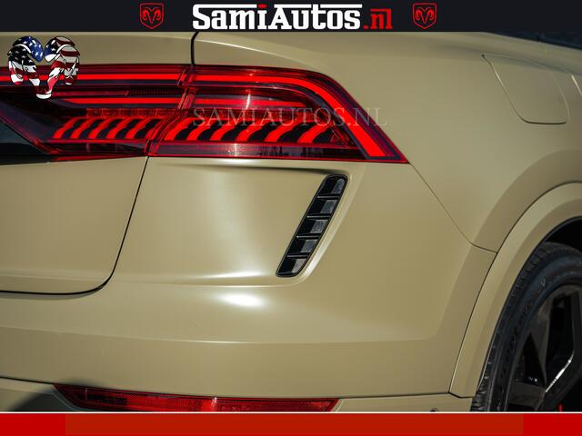 Audi RSQ8 RSQ8 600PK 4.0 TFSI | MATT OLIVE GREEN | QUATTRO | MEGA VOLLE RSQ8 | BANG & OLUFSEN | HUD | 4 WIELBESTURING | 23 INCH AUDI SPORT WHEELS | RS BEKLEDING ZWART | PANO | SOFTCLOSE | De Lamborghini Urus en Audi RS Q8 zijn beide supersnelle SUV's met dezelfde b