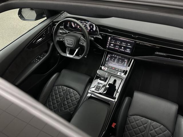 Audi SQ8 Q8 RSQ8 4.0 V8 | RS-Stoelen | Panorama | Massage | Ventilatie | 23'' | B&O Sound | Trekhaak | Bovag Garantie | Carbon | Luchtvering | Black-Optic | Nw.Pr, 220733,= | Memory | Leder | Matrix-LED | Carplay | 57800,= ex bpm en btw export | BTW Auto 81300,= 