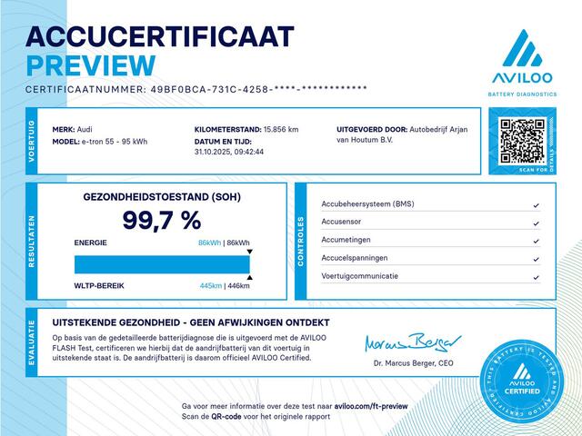 Audi e-tron Sportback 55 quattro S-LINE 95 kWh 360° Camera, Head-up, El stoelen, Leder