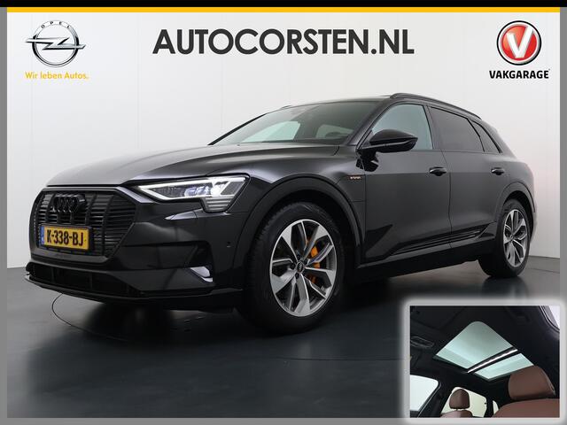 Audi e-tron 55 Quattro 95kWh 408PK Elektr.Leer+Verwarmd Pano-Dak Trekhaak Luchtvering Adap.Cruise Navi Ecc Stoelverwarming Business edition Plus SOH 93% LED Lmv Elek.Achterklep Privacy Glas Keyless Zwarte Hemel 1e Eigenaar 1.800KG Trekgewicht Zeer compleet! Volledig 