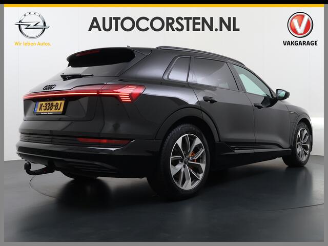 Audi e-tron 55 Quattro 95kWh 408PK Elektr.Leer+Verwarmd Pano-Dak Trekhaak Luchtvering Adap.Cruise Navi Ecc Stoelverwarming Business edition Plus SOH 93% LED Lmv Elek.Achterklep Privacy Glas Keyless Zwarte Hemel 1e Eigenaar 1.800KG Trekgewicht Zeer compleet! Volledig 