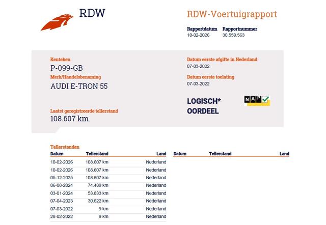 Audi e-tron 55 Quattro Edition 95kWh SOH 92% Navi Ecc Cruise Control Pdc Elek.Achterklep Luchtvering Lmv 19" Virtual Cockpit Led Isofix DAB Bluetooth 1e Eigenaar Origineel Nederlandse Auto Dealeronderhouden