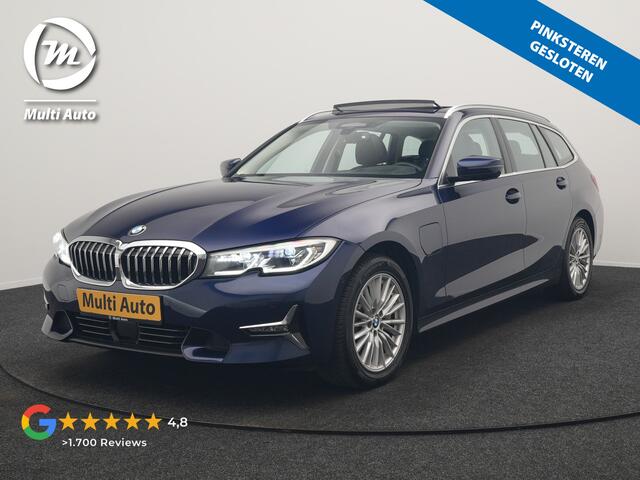 BMW 3-SERIE Touring 330e Luxury Line PHEV 293pk Dealer O.H. | Trekhaak Af Fabriek | Panodak | Head Up | Adaptive Cruise | Laser LED | Camera | Lederen Comfortstoelen Verwarmd | Sfeerverlichting | Keyless | Blis | Apple Carplay | Navigatie | DAB | Plug In Hybrid |