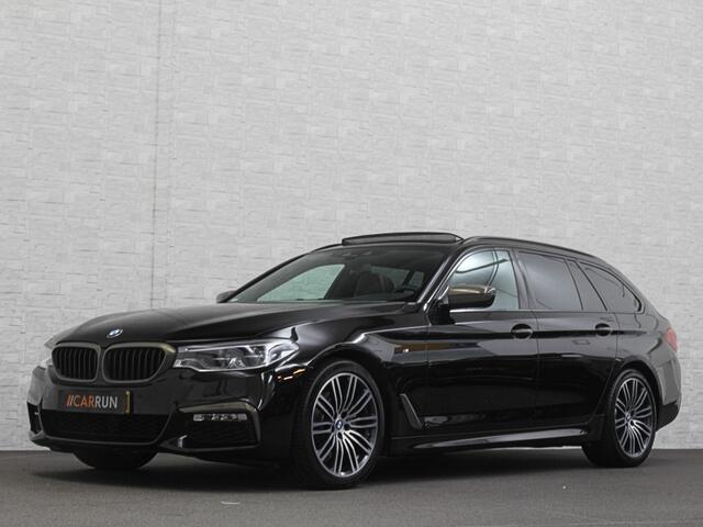 BMW 5-SERIE Touring 520i M-Sport Volledig Individual | Nappa | Comfortseats | Panodak | Trekhaak 2000kg | Adapt. Led | Luchtvering niveauregeling | Display Key | Camera | Memory | 19" | Nav. Proffesional | Alarm | NL-Auto | Dealer OH | NAP | Full Service - Rijklaarprijs.