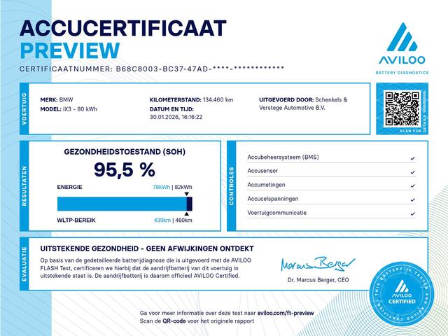 BMW X3 iX3 High Executive 80 kWh / 95.5% Soh / BTW / Panoramadak / Harman Kardon / Memory Seat / Acc /